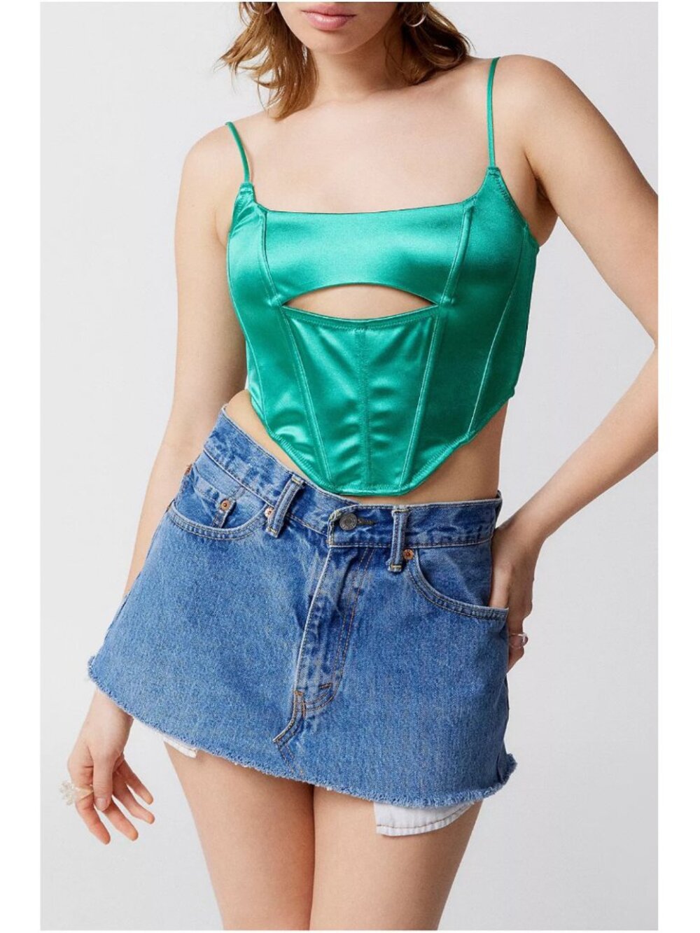 Urban Outfitters Out From Under Spitfire Sweet Talk Corset Green Size Small